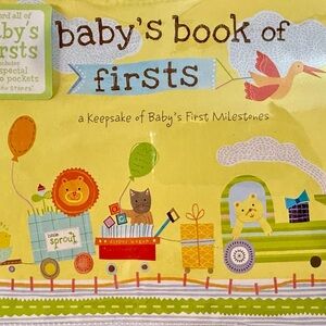 NEW Baby's Book of Firsts; A Keepsake of Baby's 1st Milestones/Trains Hardcover